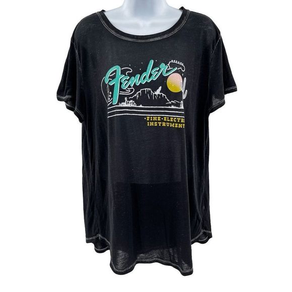 Buckle Tops - Fender Guitars Desert Western Short Sleeve Burnout T-Shirt Top